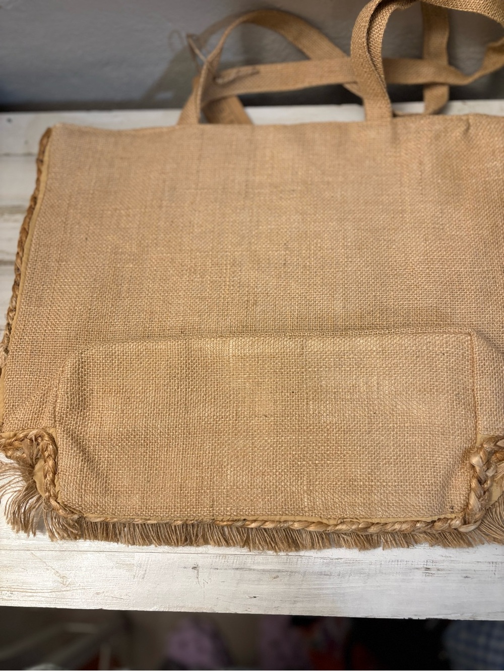Salt + Umber Natural Straw Shell-Embellished Tote in Tan - Picture 4 of 5